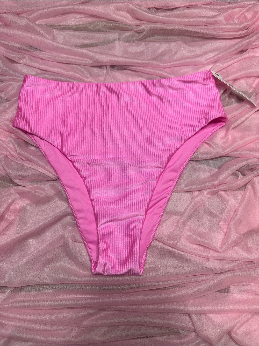 PINK Victoria's Secret Ribbed High-Waist Bikini Bottoms - Medium